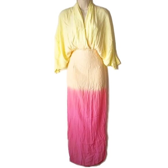 NWT SWF Sunset Ombre Maxi Dress S Yellow Orange Pink - Picture 2 of 10